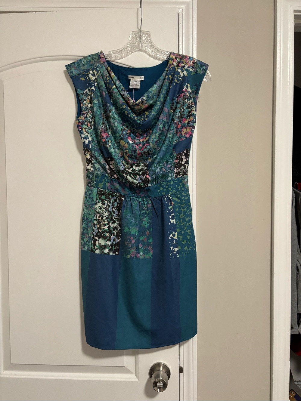 LAVAND, Teal Floral Sleeveless Dress, Size XS
